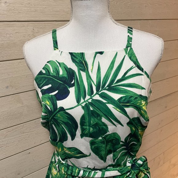 Monstera Palm Plant Print Wrap Dress - Picture 4 of 10